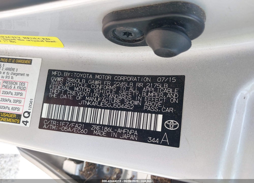 2016 TOYOTA SCION IM VIN: JTNKARJE5GJ504452