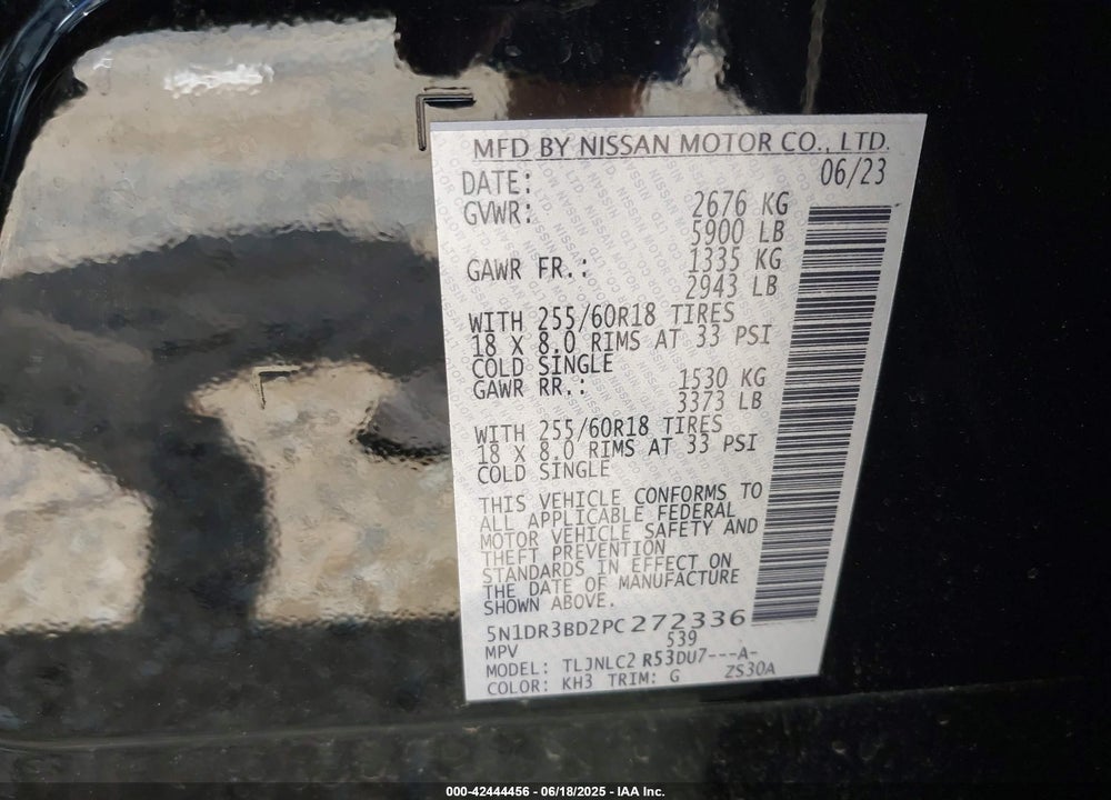 2023 NISSAN PATHFINDER VIN: 5N1DR3BD2PC272336