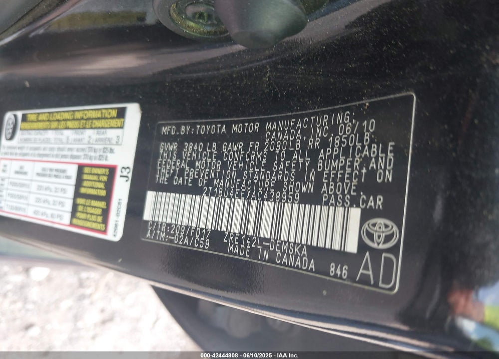 2010 TOYOTA COROLLA S VIN: 2T1BU4EEXAC438959
