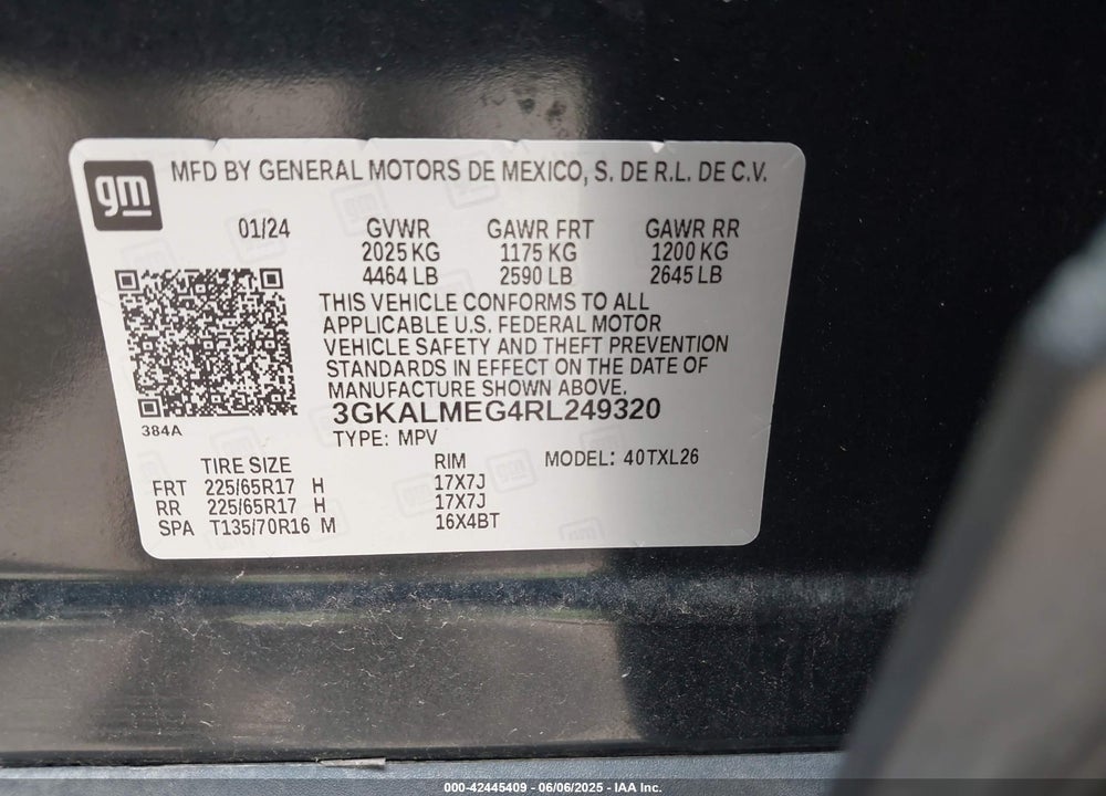 2024 GMC TERRAIN FWD SLE VIN: 3GKALMEG4RL249320