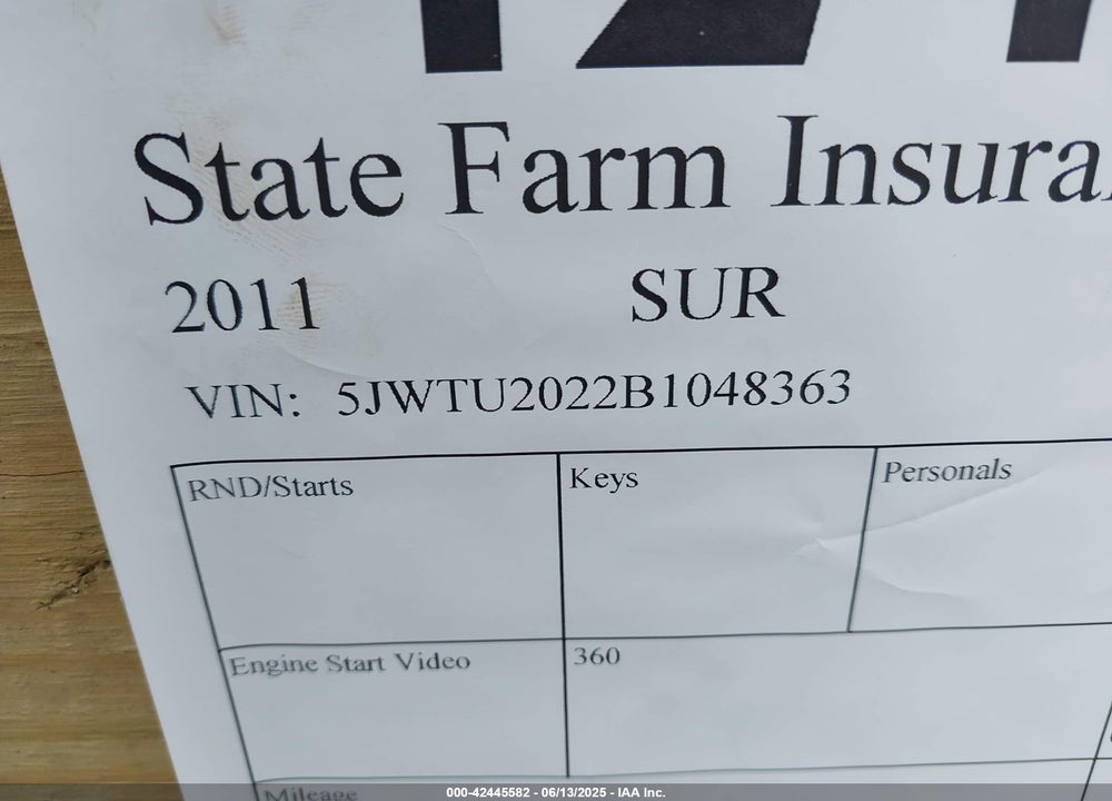 2011 SUR TRAILER VIN: 5JWTU2022B1048363