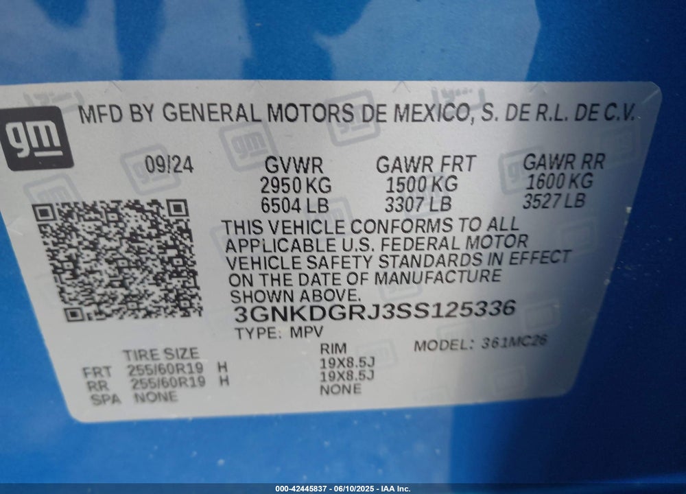 2025 CHEVROLET BLAZER VIN: 3GNKDGRJ3SS125336