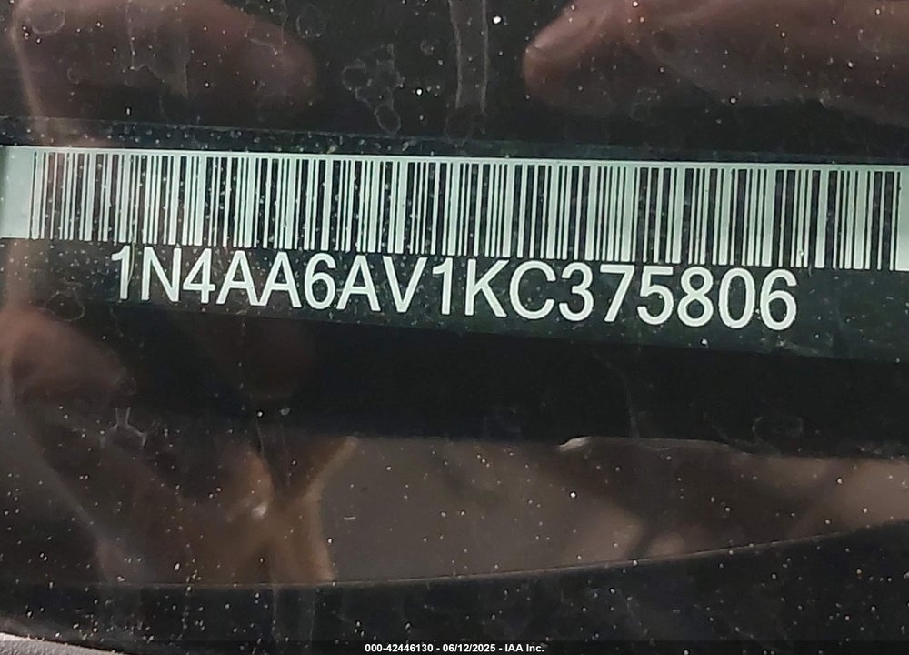 2019 NISSAN MAXIMA VIN: 1N4AA6AV1KC375806