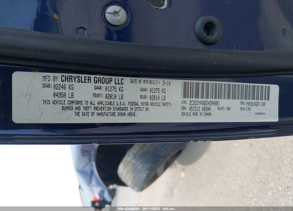 2014 DODGE CHALLENGER VIN: 2C3CDYAG8EH294881