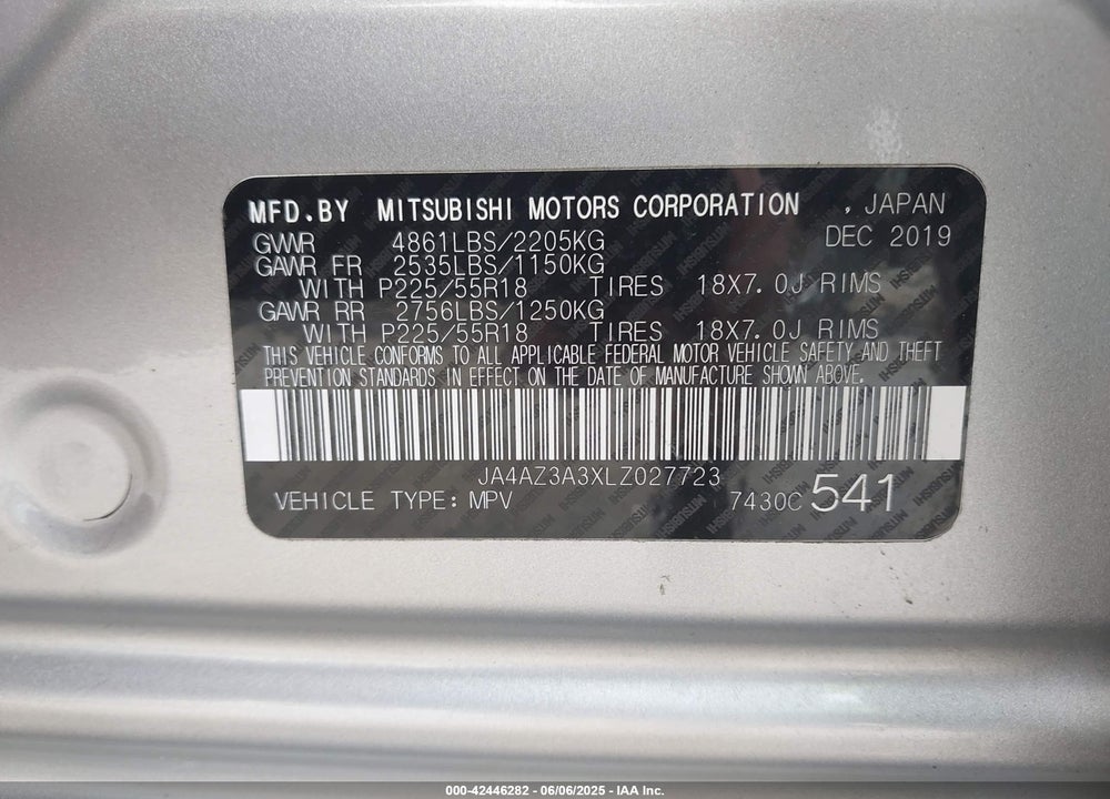 2020 MITSUBISHI OUTLANDER VIN: JA4AZ3A3XLZ027723