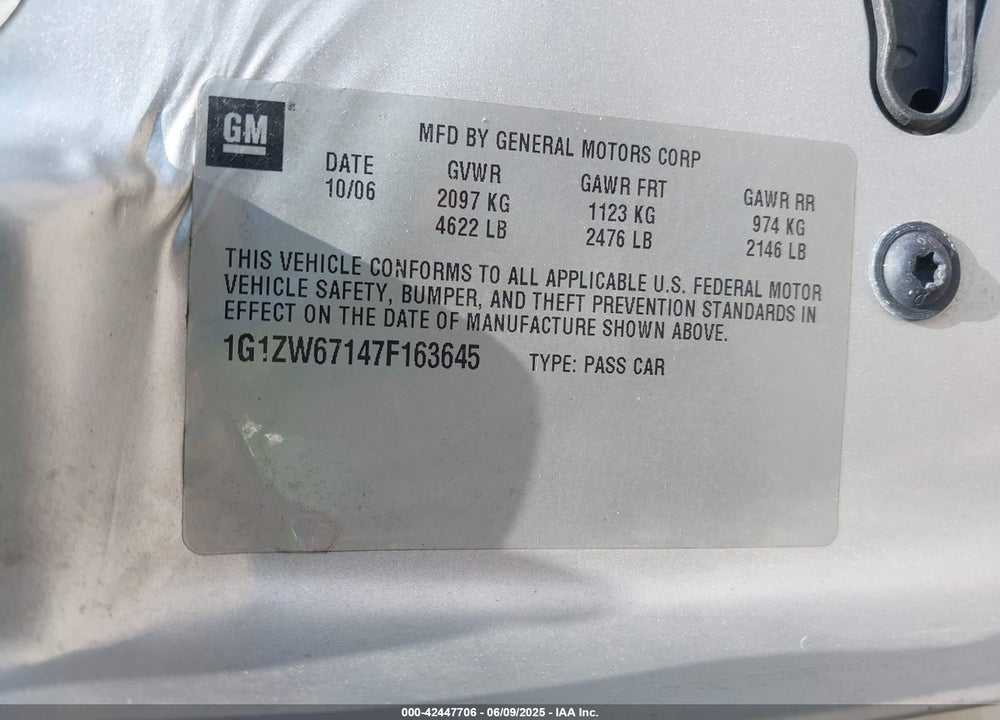 2007 CHEVROLET MALIBU MAXX SS VIN: 1G1ZW67147F163645
