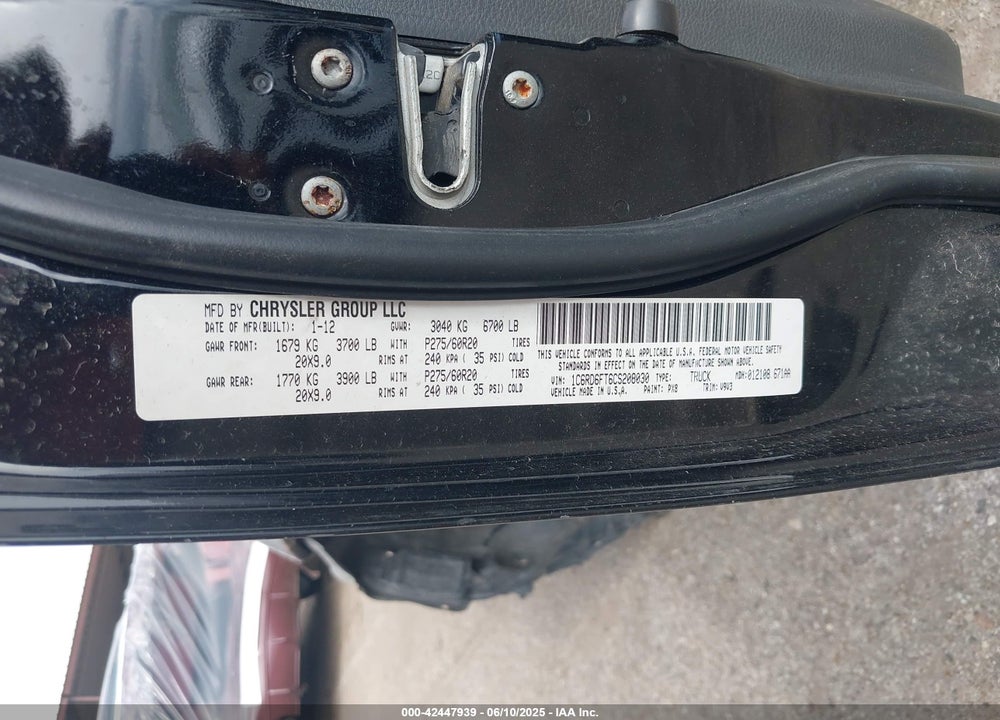 2012 RAM 1500 ST VIN: 1C6RD6FT6CS208030