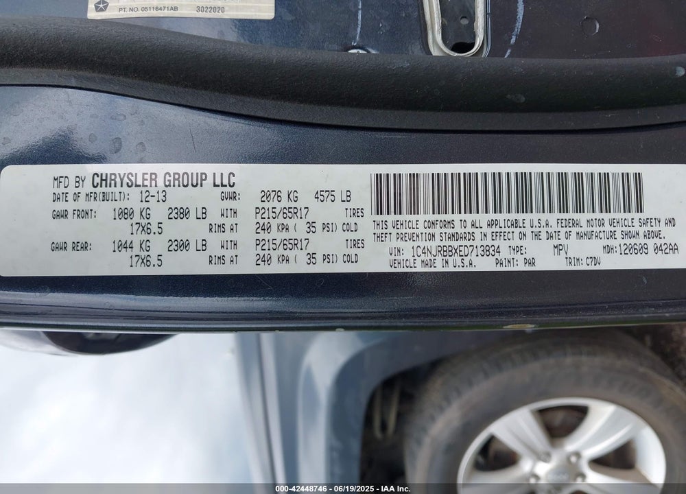 2014 JEEP PATRIOT SPORT VIN: 1C4NJRBBXED713834
