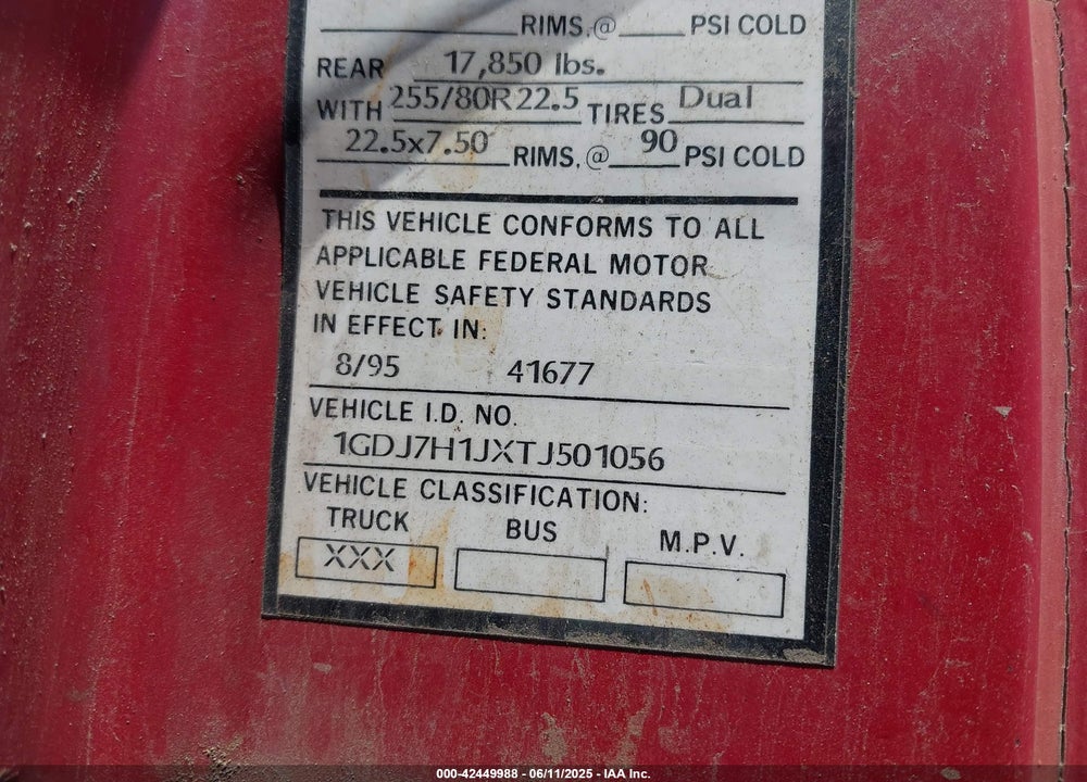 1996 GMC TOPKICK C7H042 VIN: 1GDJ7H1JXTJ501056