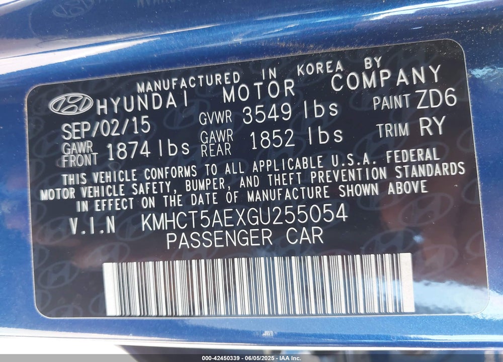 2016 HYUNDAI ACCENT SE VIN: KMHCT5AEXGU255054