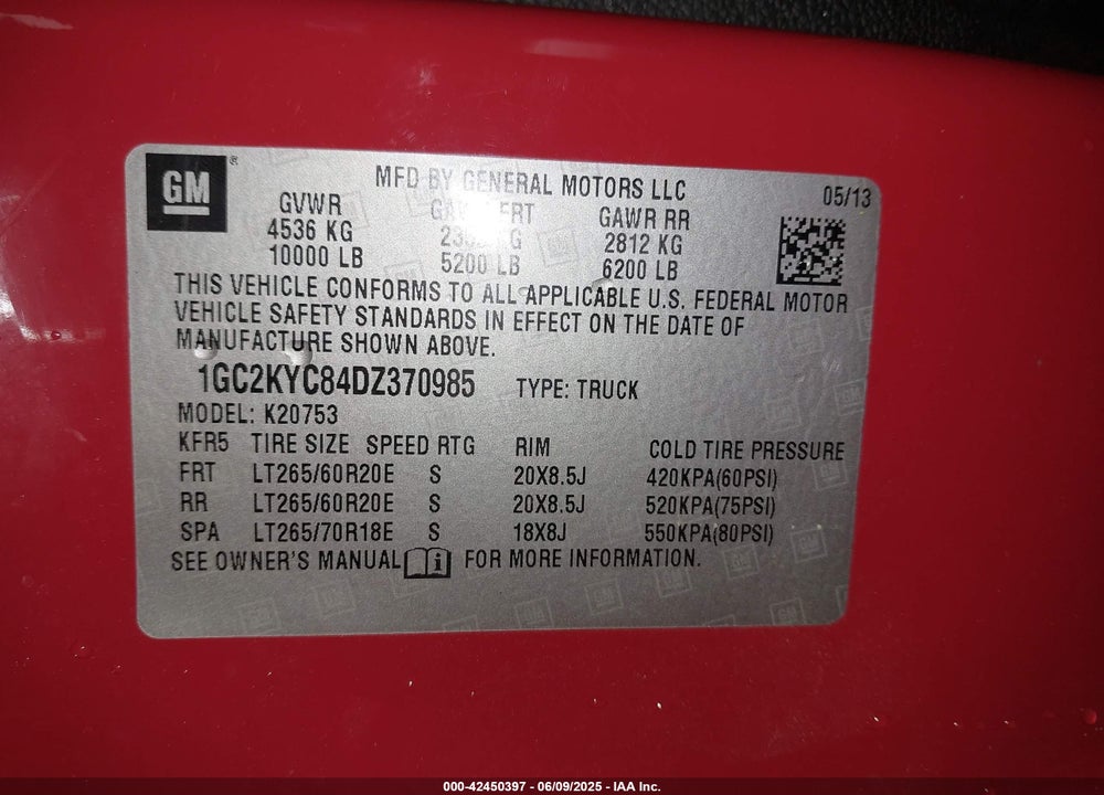 2013 CHEVROLET SILVERADO 2500HD LTZ VIN: 1GC2KYC84DZ370985