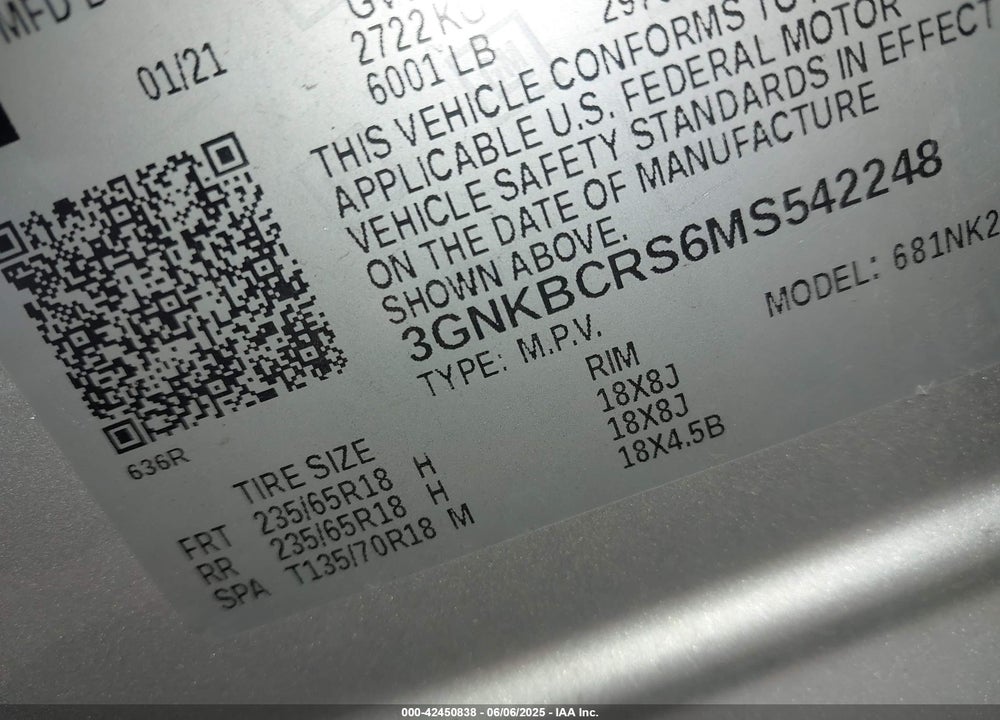 2021 CHEVROLET BLAZER VIN: 3GNKBCRS6MS542248