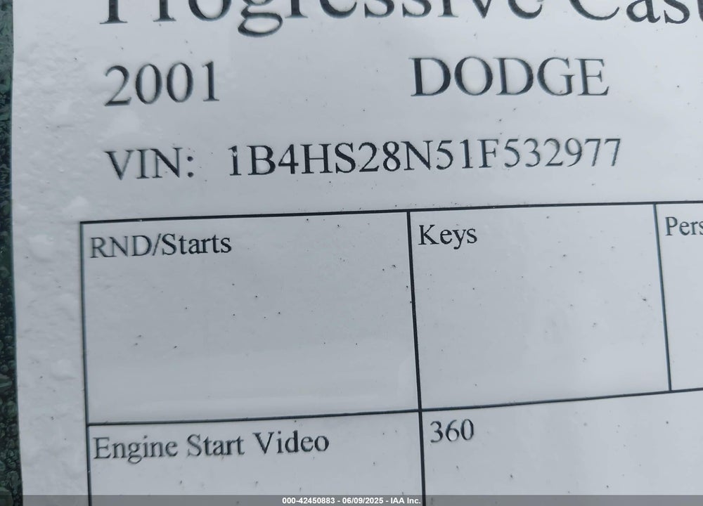 2001 DODGE DURANGO VIN: 1B4HS28N51F532977