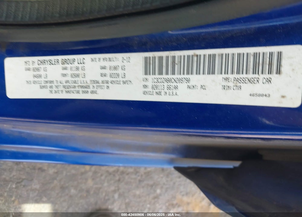 2012 DODGE AVENGER SE VIN: 1C3CDZAB0CN209790