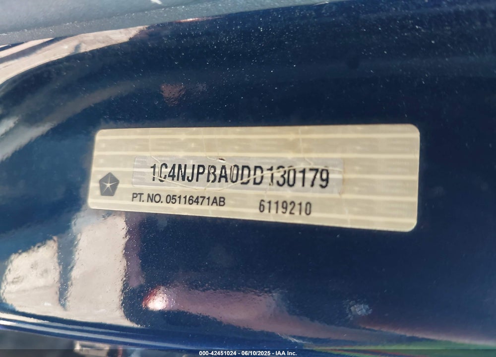 2013 JEEP PATRIOT VIN: 1C4NJPBA0DD130179