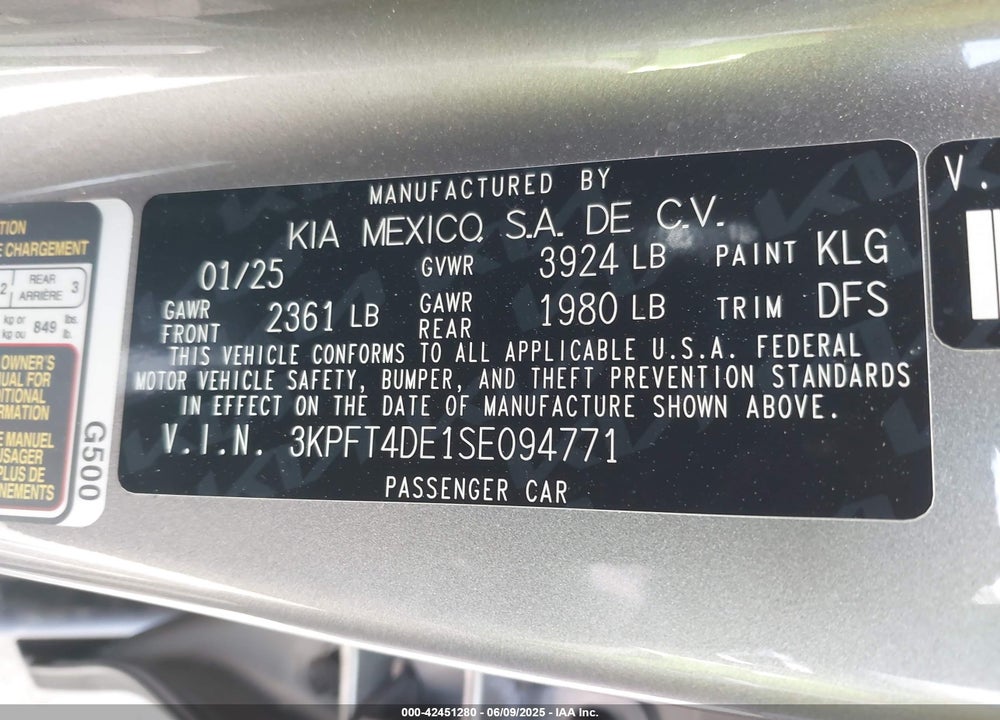 2025 KIA K4 VIN: 3KPFT4DE1SE094771