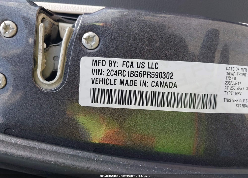 2023 CHRYSLER PACIFICA TOURING L VIN: 2C4RC1BG6PR590302
