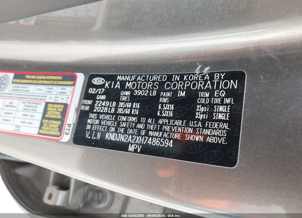 2017 KIA SOUL VIN: KNDJN2A2XH7486594