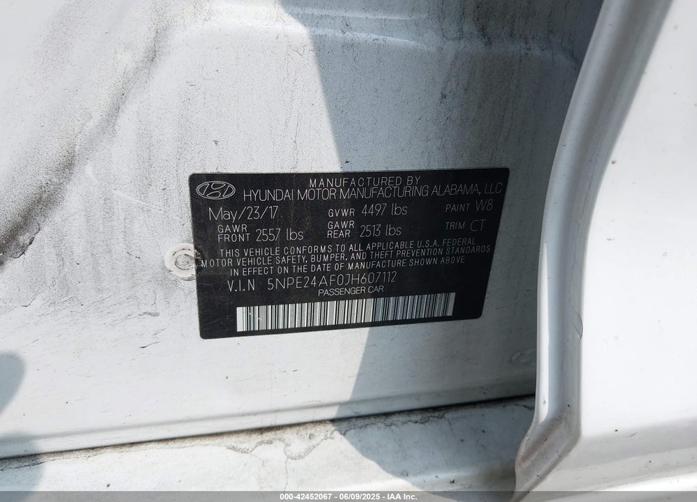 2018 HYUNDAI SONATA VIN: 5NPE24AF0JH607112
