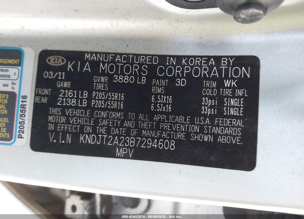 2011 KIA SOUL VIN: KNDJT2A23B7294608