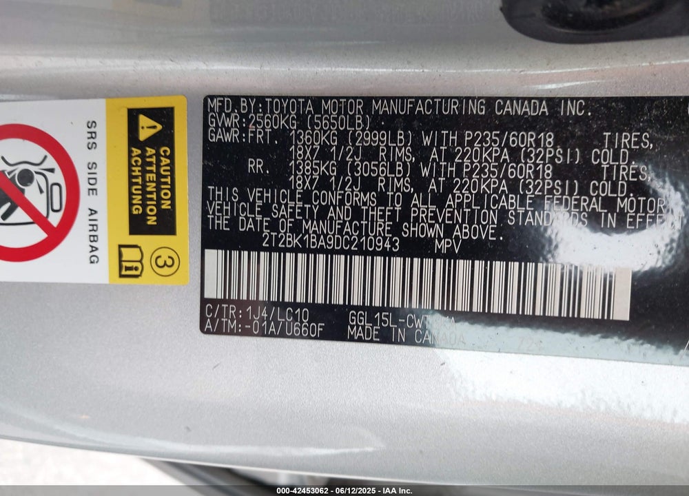 2013 LEXUS RX 350 VIN: 2T2BK1BA9DC210943
