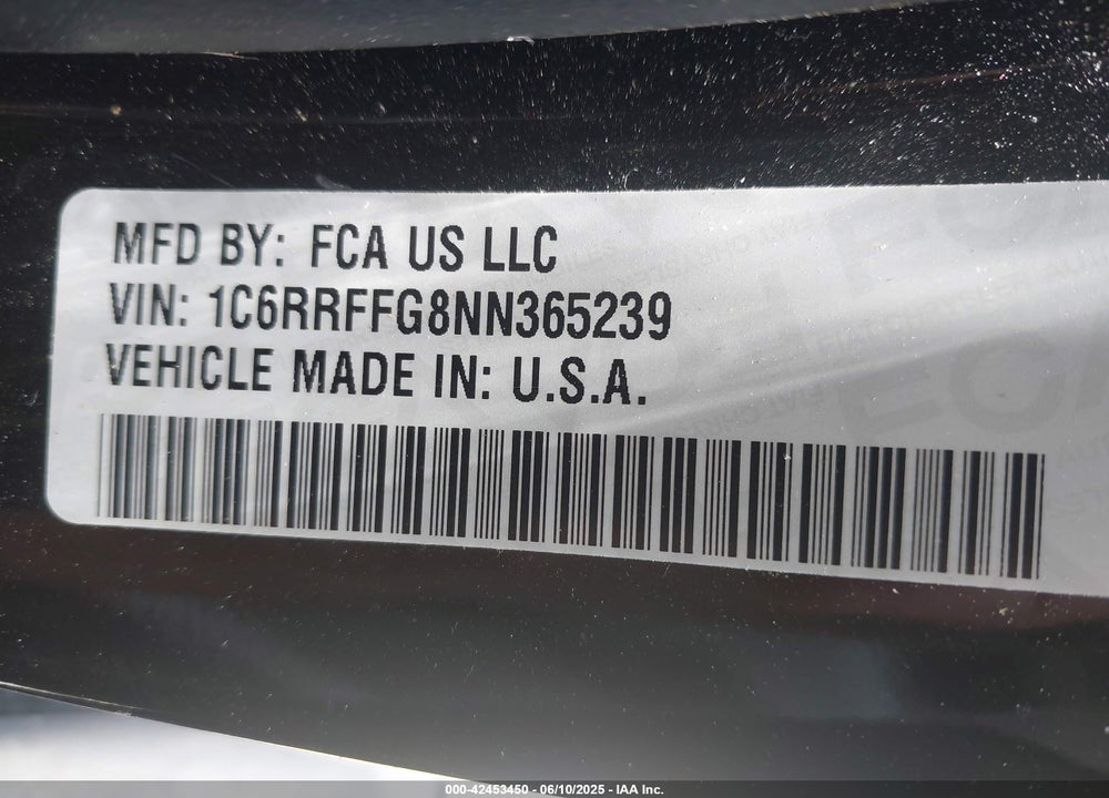 2022 RAM 1500 VIN: 1C6RRFFG8NN365239