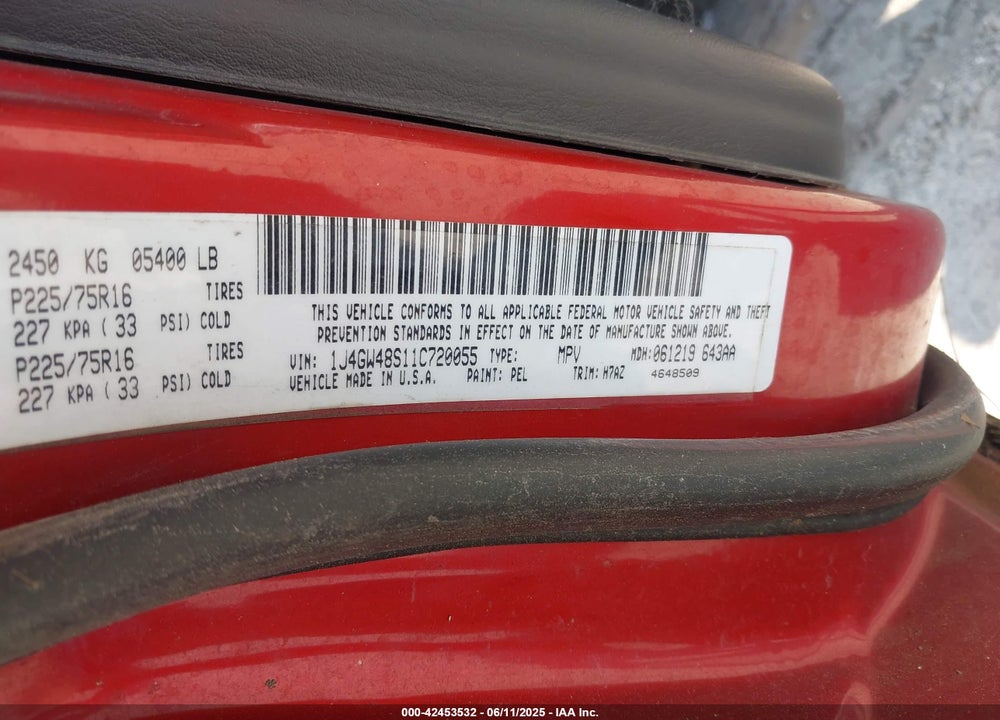 2001 JEEP GRAND CHEROKEE LAREDO VIN: 1J4GW48S11C720055