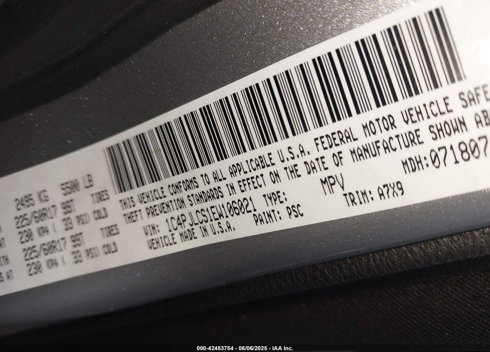2014 JEEP CHEROKEE LATITUDE VIN: 1C4PJLCS1EW106021