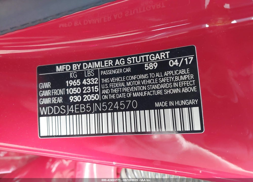 2018 MERCEDES-BENZ CLA 250 VIN: WDDSJ4EB5JN524570