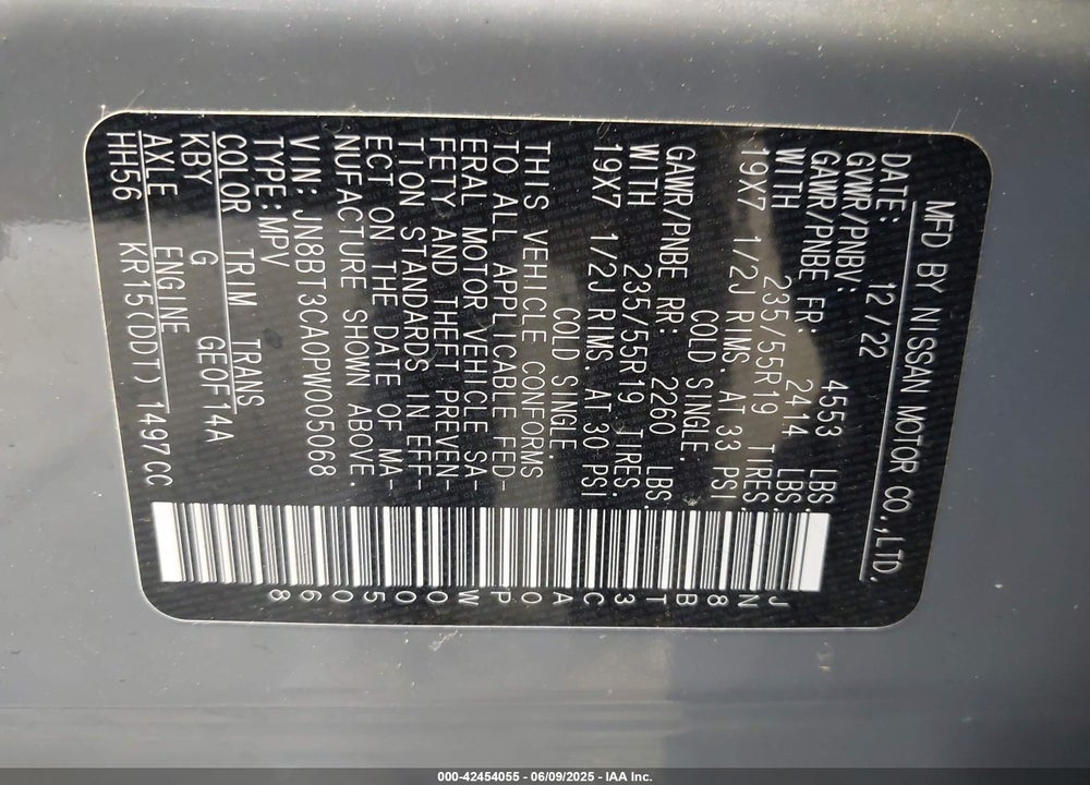 2023 NISSAN ROGUE VIN: JN8BT3CA0PW005068