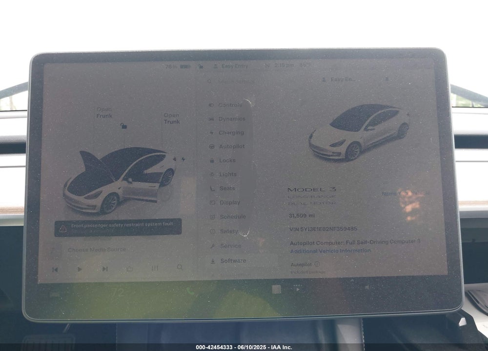 2022 TESLA MODEL 3 LONG RANGE DUAL MOTOR ALL-WHEEL DRIVE VIN: 5YJ3E1EB2NF359485