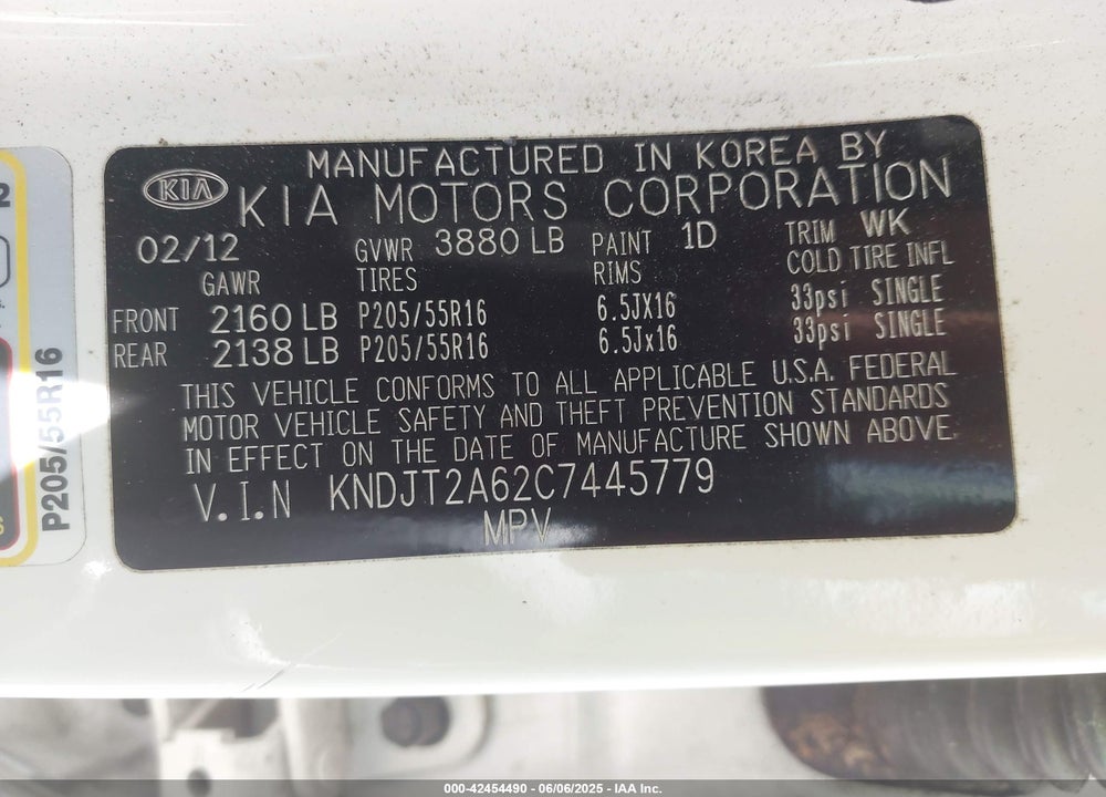 2012 KIA SOUL VIN: KNDJT2A62C7445779