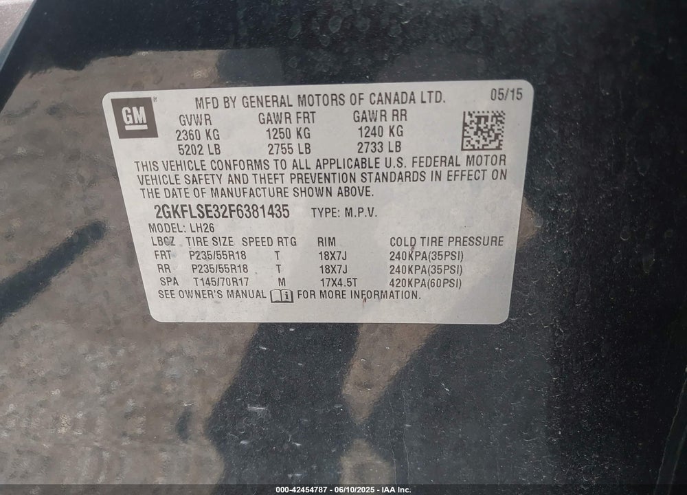 2015 GMC TERRAIN VIN: 2GKFLSE32F6381435