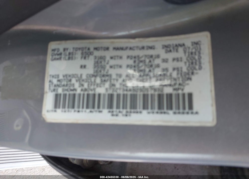 2002 TOYOTA SEQUOIA SR5 V8 VIN: 5TDZT34A92S057932