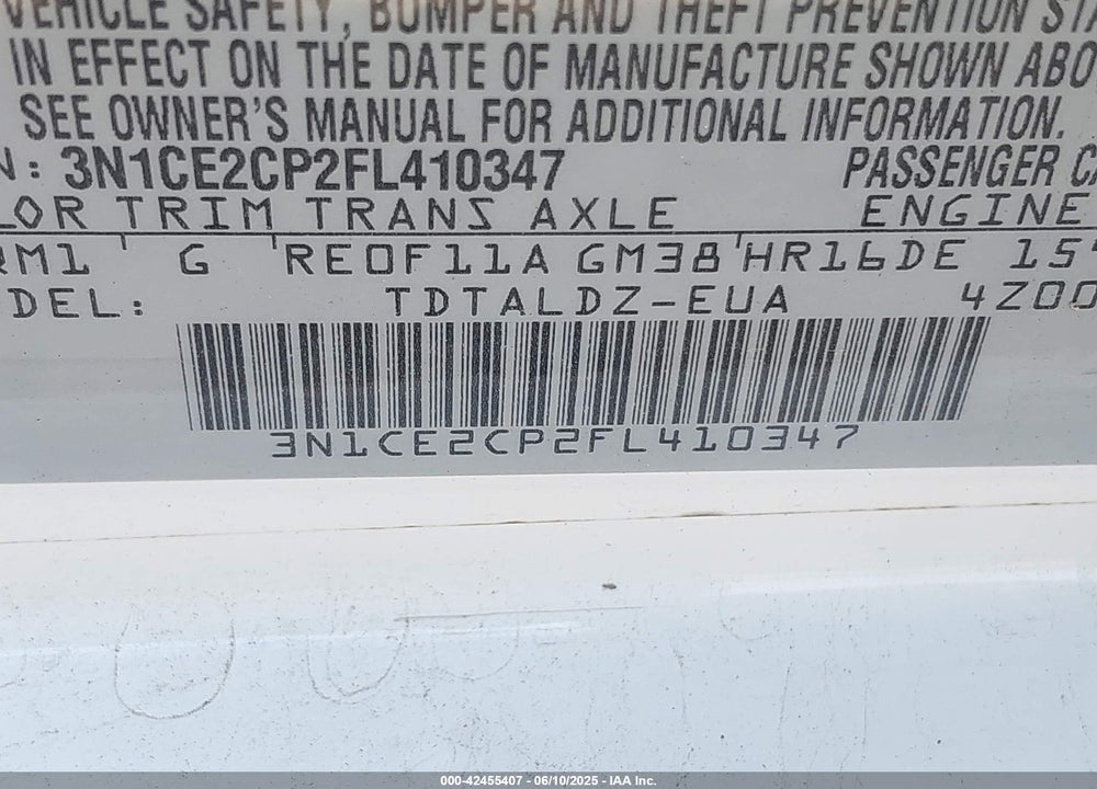 2015 NISSAN VERSA NOTE VIN: 3N1CE2CP2FL410347