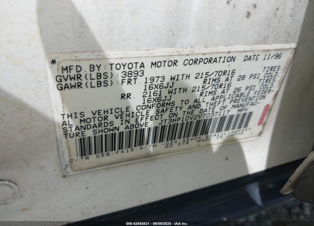 1997 TOYOTA RAV4 VIN: JT3HP10V2V7037117