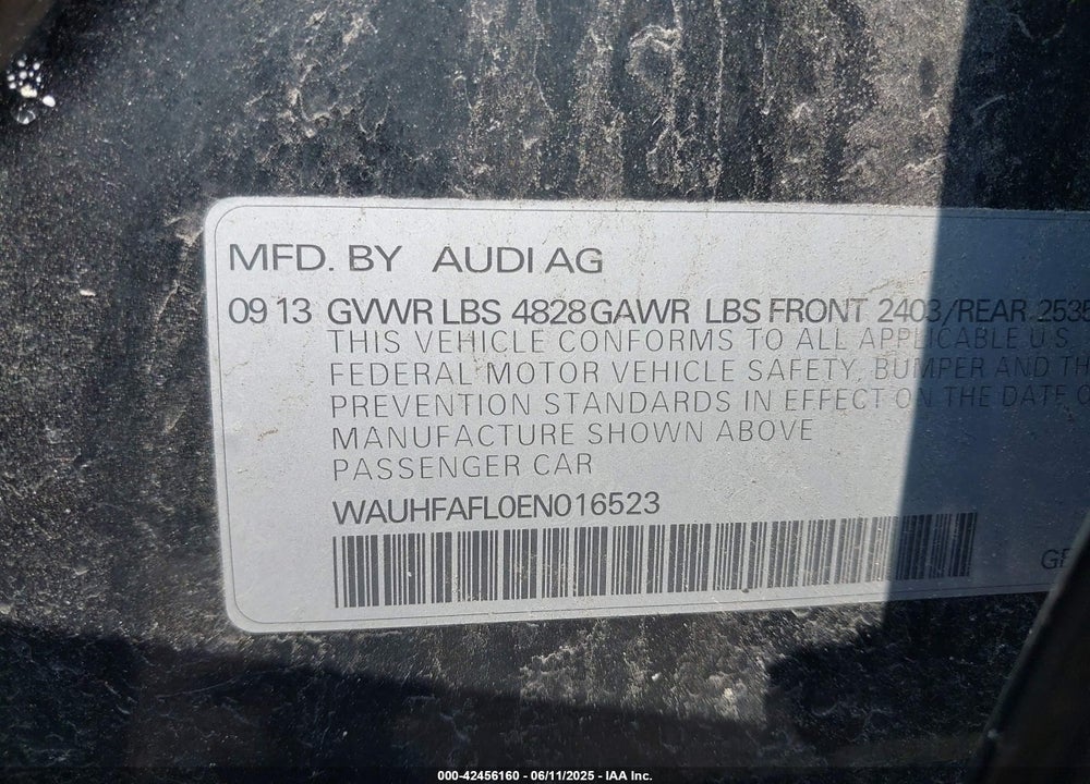 2014 AUDI A4 VIN: WAUHFAFL0EN016523