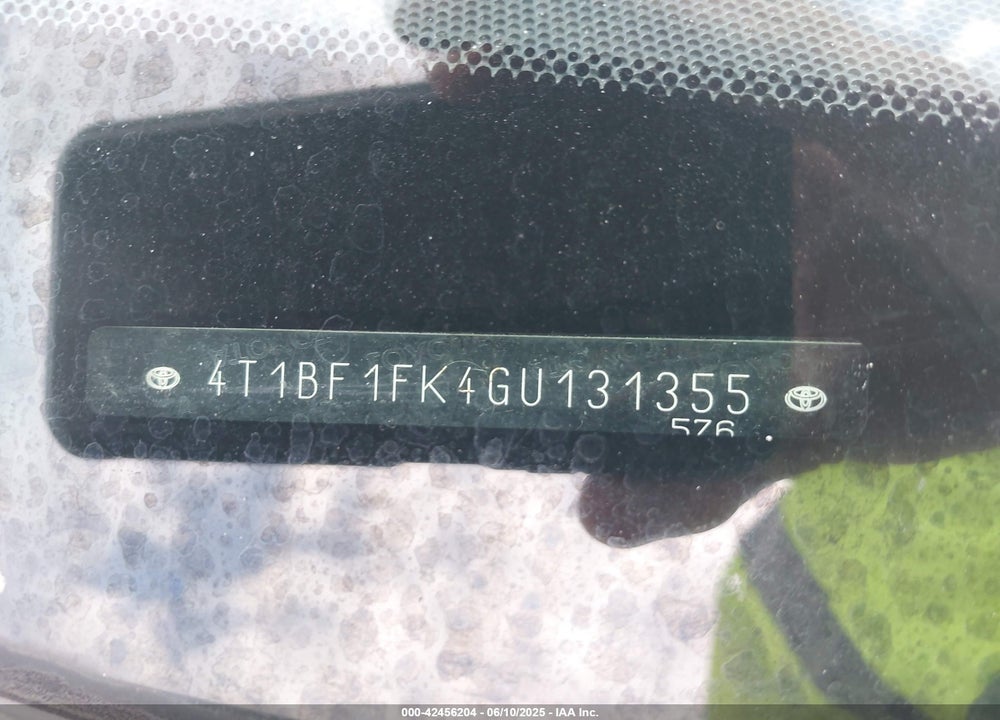 2016 TOYOTA CAMRY VIN: 4T1BF1FK4GU131355