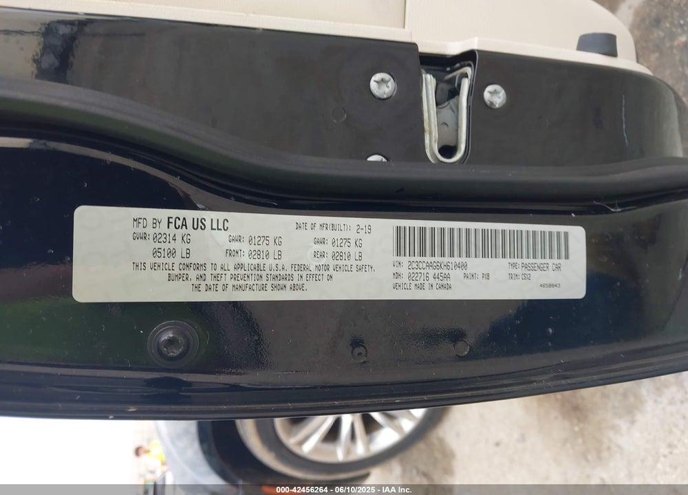 2019 CHRYSLER 300 VIN: 2C3CCAAG6KH610400