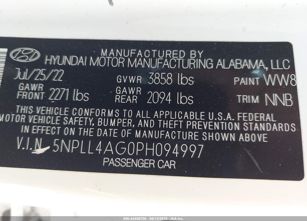 2023 HYUNDAI ELANTRA VIN: 5NPLL4AG0PH094997