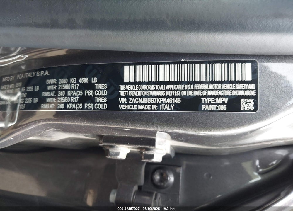 2019 JEEP RENEGADE VIN: ZACNJBBB7KPK46146