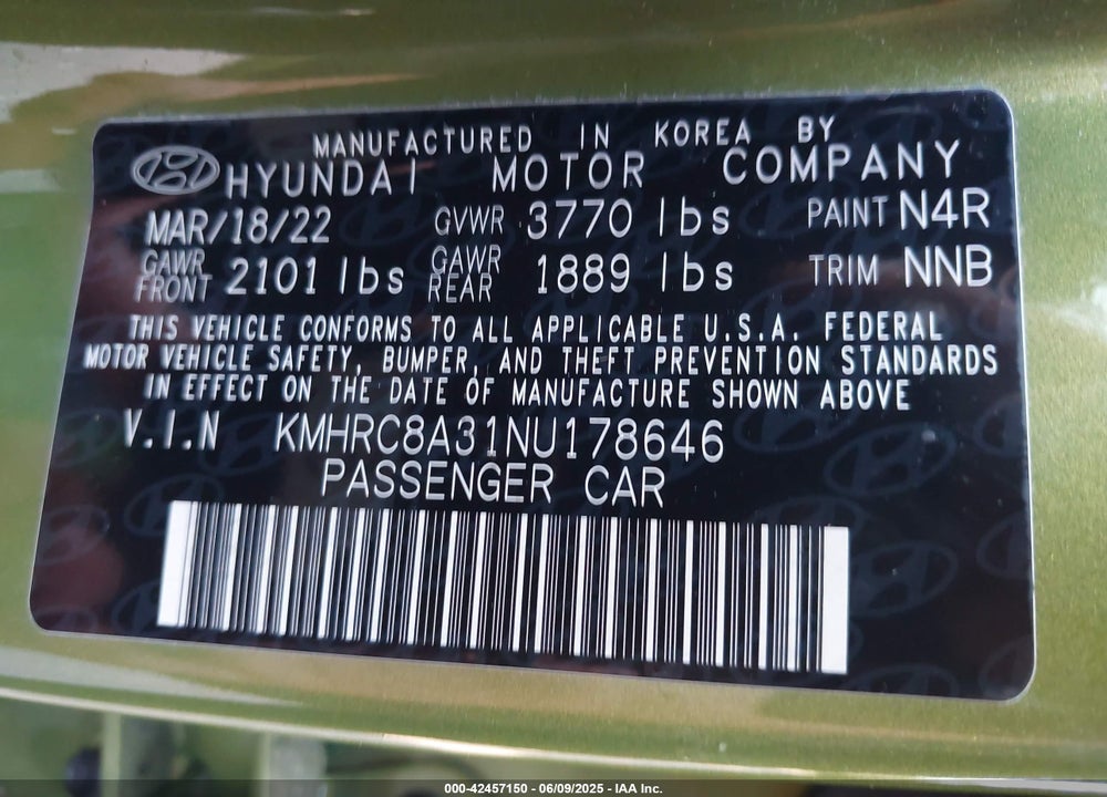 2022 HYUNDAI VENUE SEL VIN: KMHRC8A31NU178646
