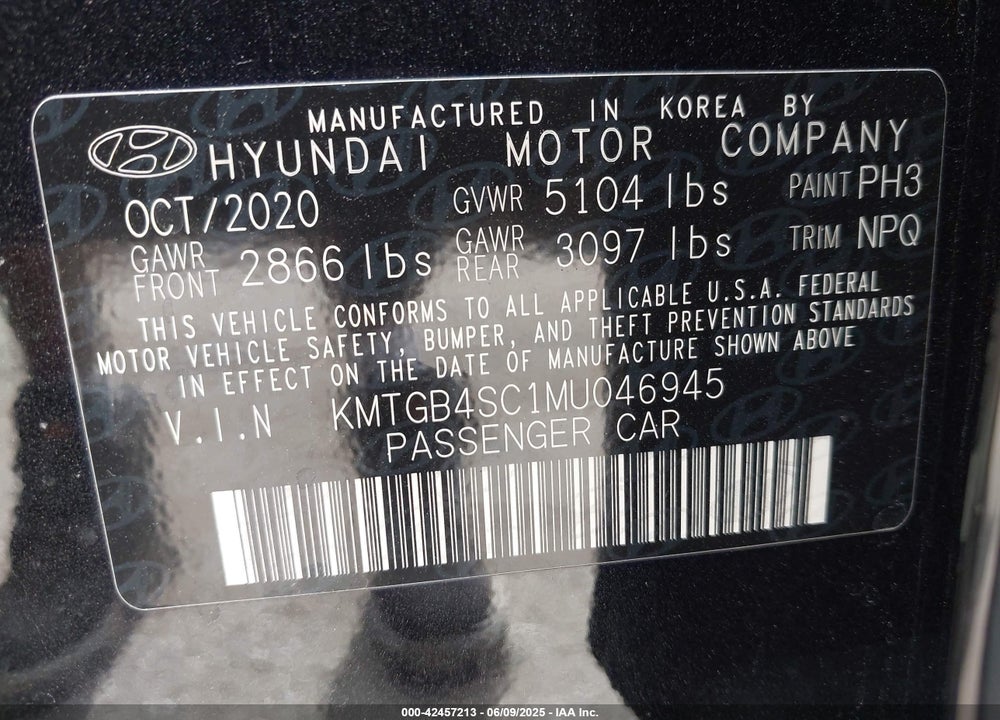 2021 GENESIS G80 VIN: KMTGB4SC1MU046945