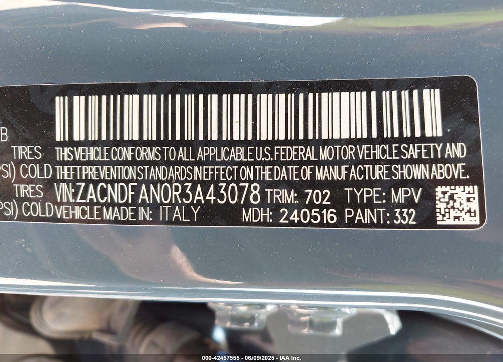 2024 DODGE HORNET VIN: ZACNDFAN0R3A43078