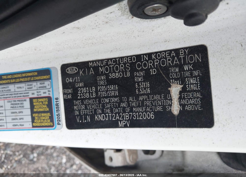 2011 KIA SOUL VIN: KNDJT2A21B7312006