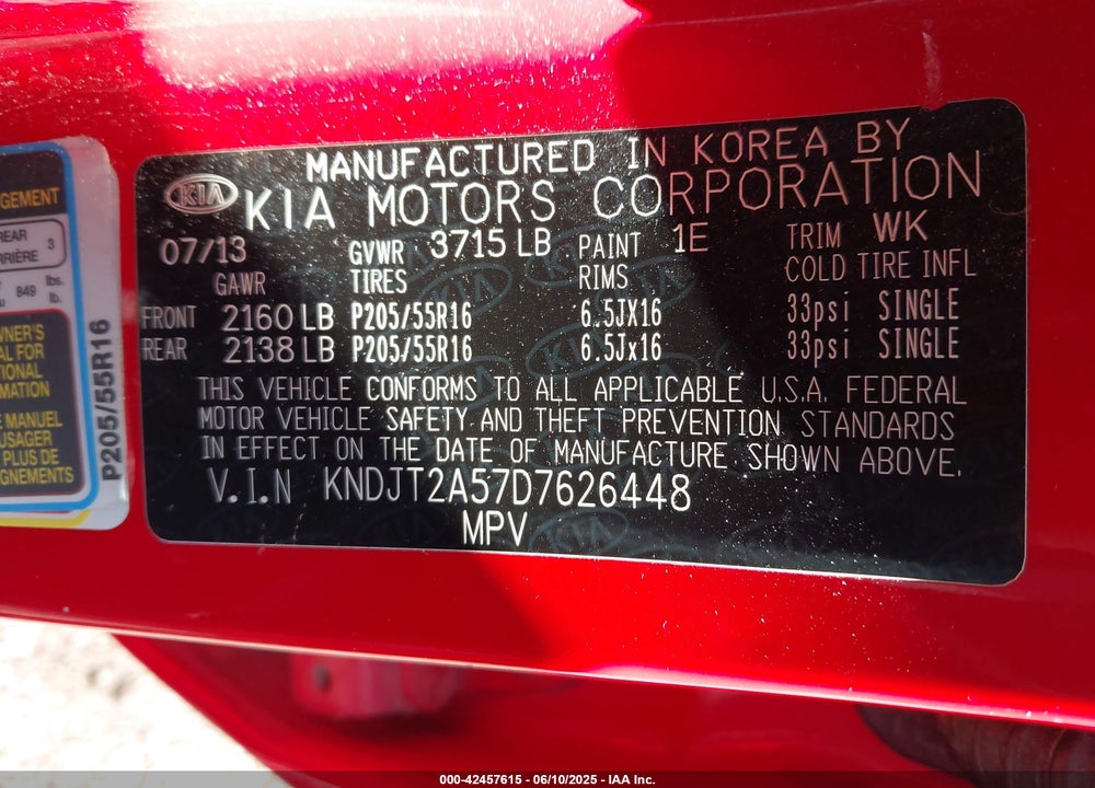 2013 KIA SOUL VIN: KNDJT2A57D7626448