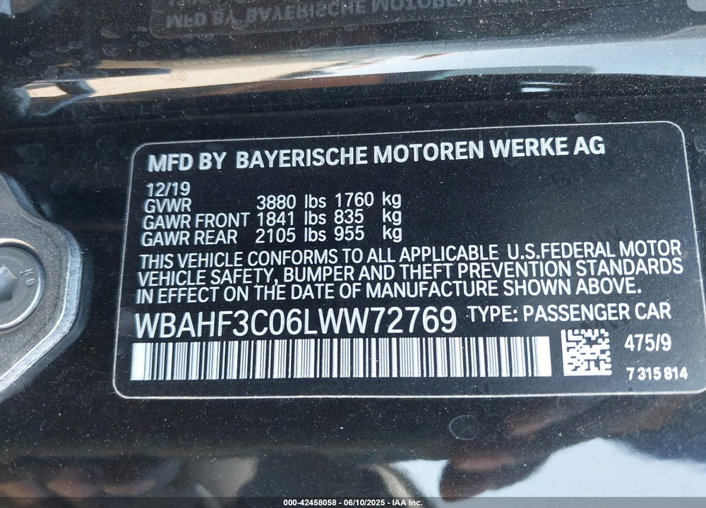 2020 BMW Z4 VIN: WBAHF3C06LWW72769