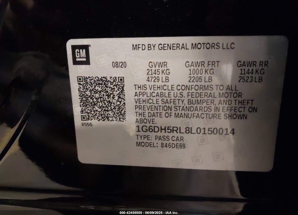 2020 CADILLAC CT4 VIN: 1G6DH5RL8L0150014
