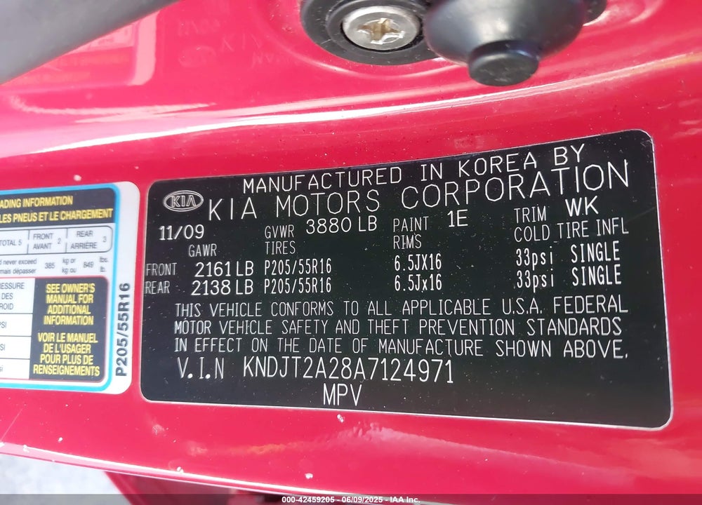 2010 KIA SOUL VIN: KNDJT2A28A7124971