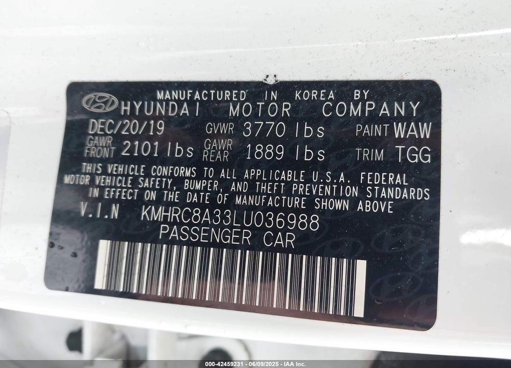 2020 HYUNDAI VENUE SEL VIN: KMHRC8A33LU036988